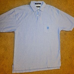 Tommy Hilfiger Polo Shirt White Blue Striped Golf Men Large VTG